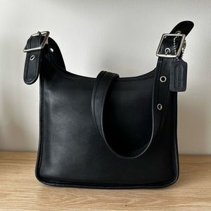 Vintage Coach Legacy Zip Leather Black Crossbody Shoulder Bag F0N-9966